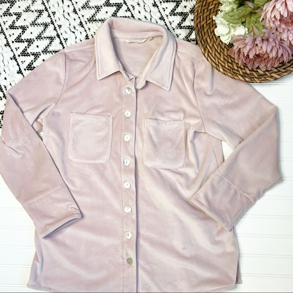 SOFT SURROUNDING Pink Button Down fuzzy Top - Picture 1 of 7